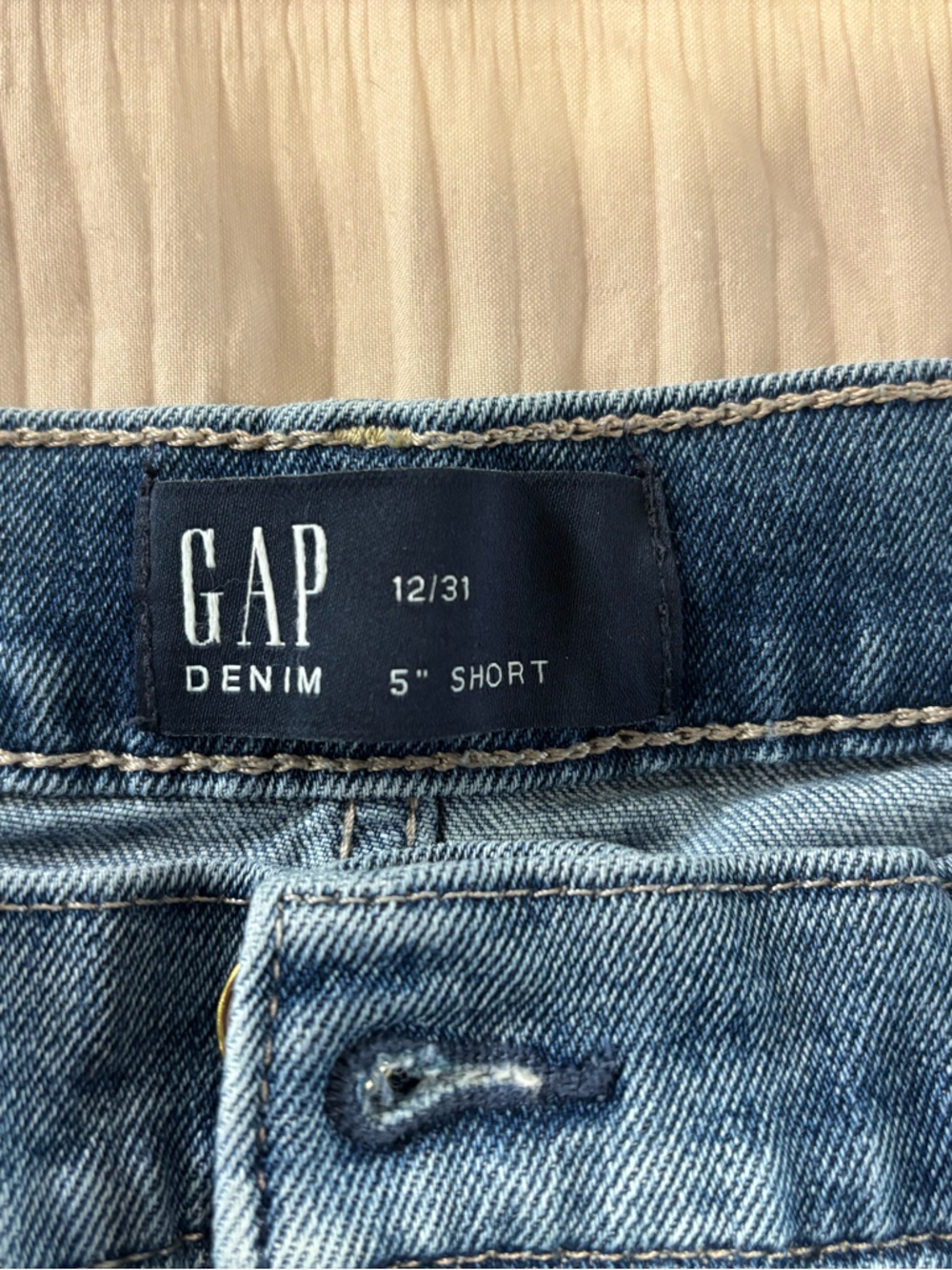 GAP Distressed Rolled Hem Denim Shorts - Medium Blue - Picture 2 of 4